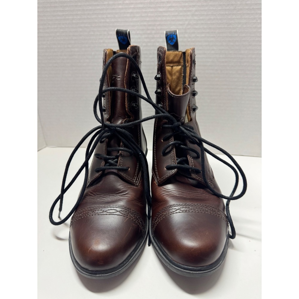 Ariat Heritage Cobalt Paddock Boots Brown Leather Lace Up Cap Toe Womens 7B - Picture 2 of 12
